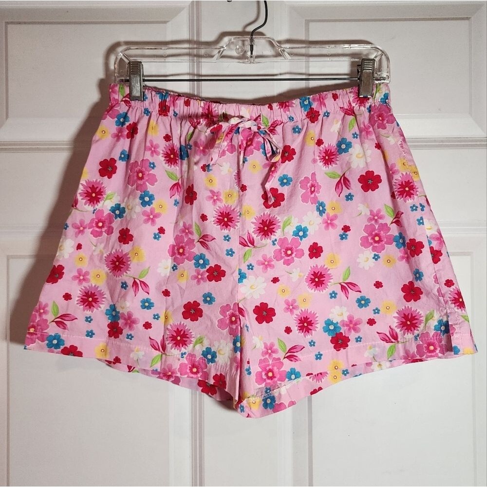 PJ Salvage Floral Pink 100% Cotton Drawstring Pajama Shorts L